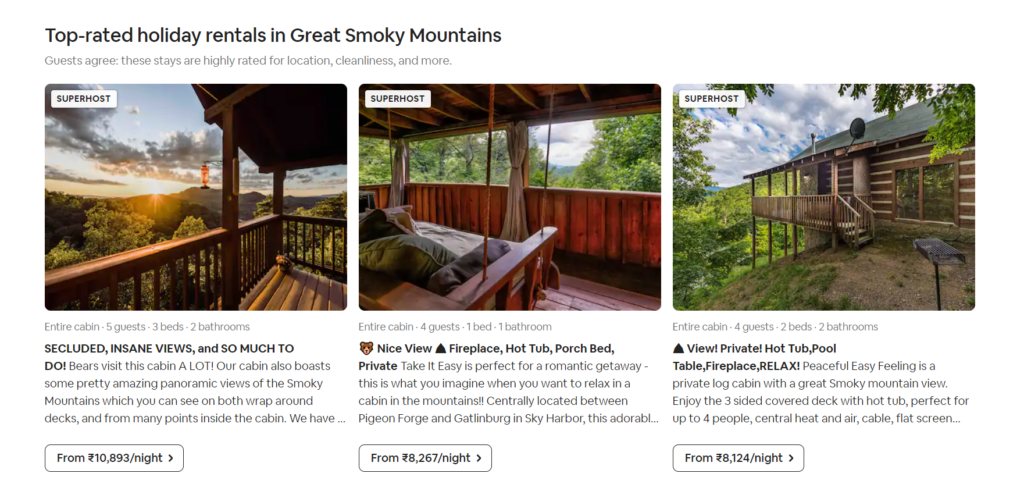 top rated holiday rentals